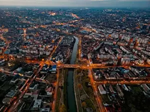 Street House Prints: Aerial view of Bega River shores in the European Capital of Culture in 2023