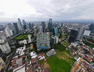 Landmark Tower Prints: Aerial view of bellagio boutique mall building in Jakarta and noise cloud with cityscape