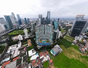 Landmark Tower Prints: Aerial view of bellagio boutique mall building in Jakarta and noise cloud with cityscape