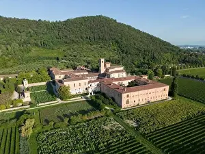 Benedictine Prints: Aerial view of Benedictine monastery Abbazia di Praglia in Bresseo
