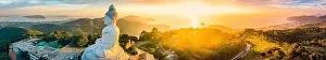 Big Buddha Prints: Aerial view of Big Buddha viewpoint at sunset in Phuket province, Thailand