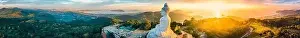 Big Buddha Prints: Aerial view of Big Buddha viewpoint at sunset in Phuket province, Thailand