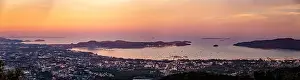 Big Buddha Prints: Aerial view of Big Buddha viewpoint at sunset in Phuket province, Thailand