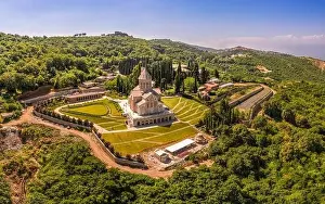Vale Prints: Aerial top view of the Bodbe Monastery architectural complex of St