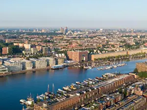 Residential District Prints: Aerial view of Borneo island and Cruquius island in Amsterdam