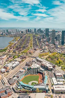 Massachusetts Prints: Aerial view of Boston, MA from Fenway Park