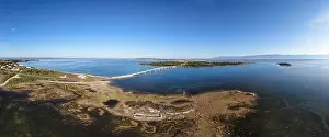 Zadar Prints: Aerial view of bridge to island Vir over the Adriatic sea in Croatia