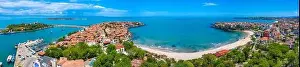 Sozopol Prints: Aerial view of Bulgarian town Sozopol