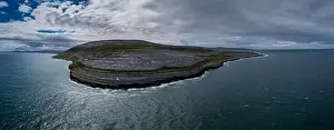 Karst Prints: An aerial view of the Burren Coast in County Clare with the Black Head Lighthouse on the rocky point