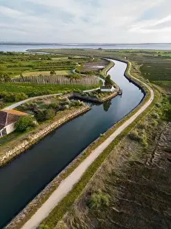 Aveiro Prints: Aerial View of Cais da Ribeira de Pardelhas near the Aveiro Lagoon at Murtosa