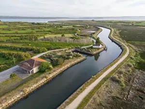 Aveiro Prints: Aerial View of Cais da Ribeira de Pardelhas near the Aveiro Lagoon at Murtosa