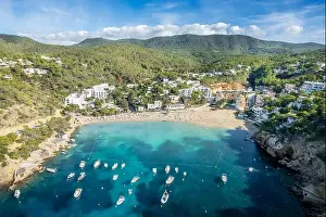 Emerald Prints: Aerial view of Cala Vadella, Ibiza islands, Spain