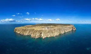 Drone Photogrpahy Prints: Aerial view of Cap de Barbaria and the landmark lighthouse on Formentera Island