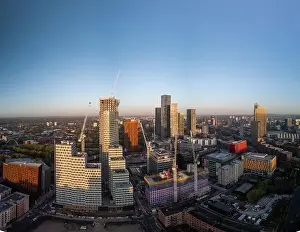 Beetham Tower Prints: An aerial view capturing a modern city's high-rise buildings