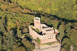 Vosges Prints: AERIAL VIEW. Castle in the eastern Vosges Mountains