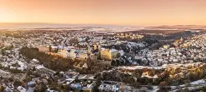 Veszpremi Var Prints: Aerial view of Castle in Veszprem in winter