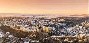 Veszpremi Var Prints: Aerial view of Castle in Veszprem in winter
