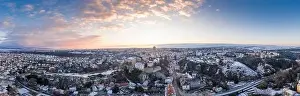 Veszpremi Var Prints: Aerial view of Castle in Veszprem in winter