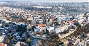 Veszpremi Var Prints: Aerial view of Castle in Veszprem in winter