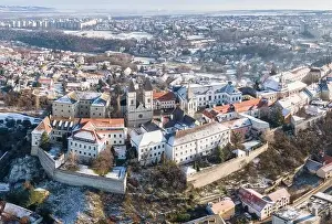 Veszpremi Var Prints: Aerial view of Castle in Veszprem in winter