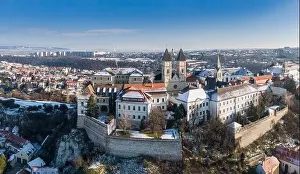 Veszpremi Var Prints: Aerial view of Castle in Veszprem in winter