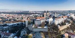 Veszpremi Var Prints: Aerial view of Castle in Veszprem in winter