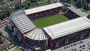 London Skyline Prints: aerial view of Charlton Athletic football stadium The Valley in East London, UK
