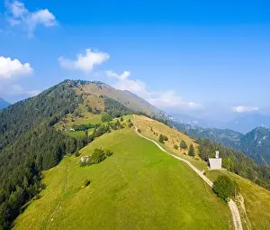 Seriana Valley Prints: Aerial view of the Chiesetta degli Alpini of Monte Blum and Cima Paré