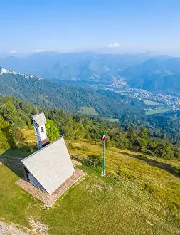 Seriana Valley Prints: Aerial view of the Chiesetta degli Alpini of Monte Blum and Cima Paré