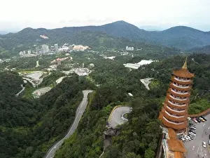 An aerial view of the Chin Swee Temple in the Genting Highlands area of Malaysia