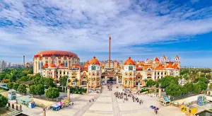 Theme Park Prints: Aerial view of China Dinosaur Park in Changzhou, Jiangsu Province, China