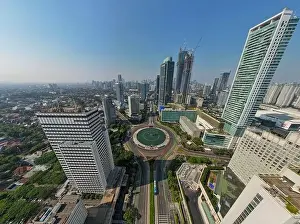 Sky City Prints: Aerial view of the city traffics at the Hotel Indonesia Roundabout