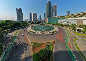 Sky City Prints: Aerial view of the city traffics at the Hotel Indonesia Roundabout