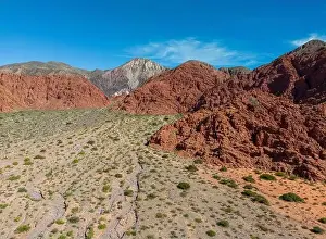 Aerial view of the colorful hiking area Quebrada de las Señoritas in Jujuy