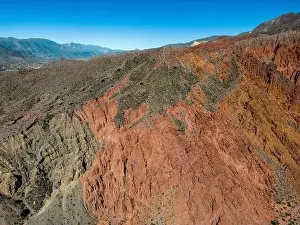 Serrated Prints: Aerial view of the colorful hiking area Quebrada de las Señoritas in Jujuy