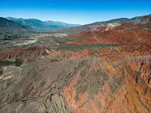 Serrated Prints: Aerial view of the colorful hiking area Quebrada de las Señoritas in Jujuy