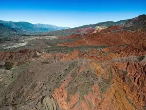 Vastness Prints: Aerial view of the colorful hiking area Quebrada de las Señoritas in Jujuy