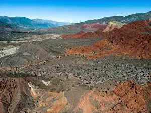 Vastness Prints: Aerial view of the colorful hiking area Quebrada de las Señoritas in Jujuy