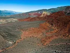 Aerial view of the colorful hiking area Quebrada de las Señoritas in Jujuy