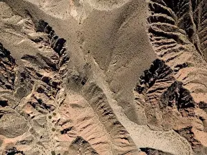 Aerial view of the colorful hiking area Quebrada de las Señoritas in Jujuy