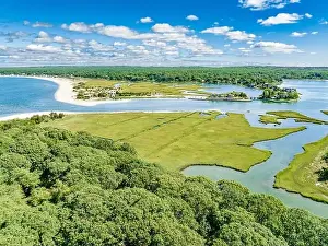 Southampton Prints: aerial view of Conscience Point National Wildlife Refuge and towd point