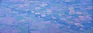 Western Air Prints: Aerial view of crop circles and squares over midwest states on flight over Colorado