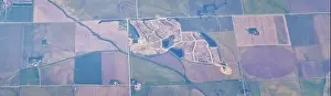 Western Air Prints: Aerial view of crop circles and squares over midwest states on flight over Colorado