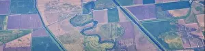 Western Air Prints: Aerial view of crop circles and squares over midwest states on flight over Colorado