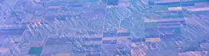 Western Air Prints: Aerial view of crop circles and squares over midwest states on flight over Colorado