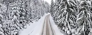Cortina Prints: Aerial view of a curved mountain road Aerial view of a curved mountain road in Europe