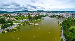 Traffic Circle Prints: Aerial view of Da Lat city beautiful tourism destination in central highlands Vietnam