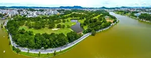 Traffic Circle Prints: Aerial view of Da Lat city beautiful tourism destination in central highlands Vietnam
