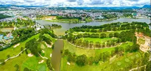 Residential District Prints: Aerial view of Da Lat city beautiful tourism destination in central highlands Vietnam