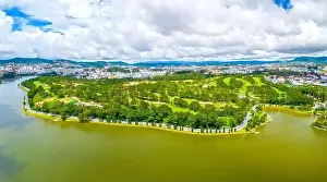 Residential District Prints: Aerial view of Da Lat city beautiful tourism destination in central highlands Vietnam